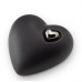 Medium Heart Shape Ceramic Urn (Matt Black with Silver Heart Motif)